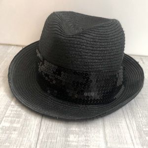 Black fedora style hat with sparkle accent